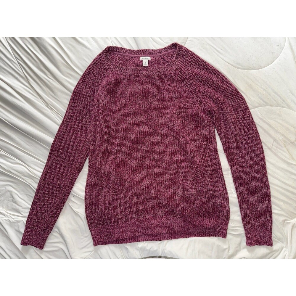 LL Bean 290416 Pink Magenta Cotton Crewneck Sweater Size Medium